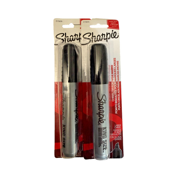 New -Set of Two- Sharpie King Size Chisel Tip For Wide Marks Black - Picture 1 of 3
